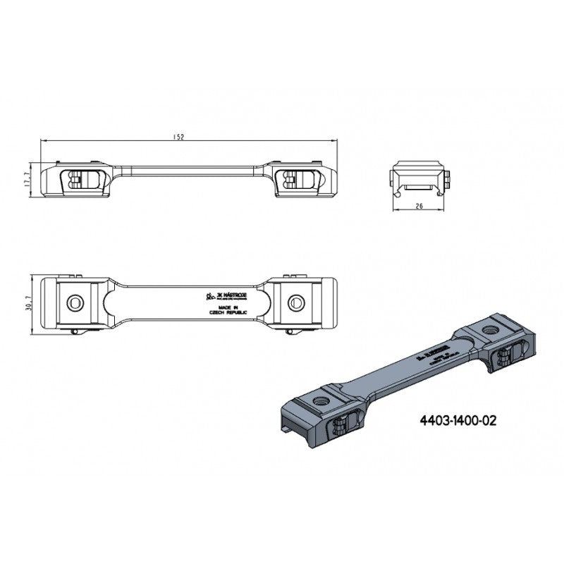 1" inele montare luneta [25,4mm] | bază Picatinny dintr-o singură bucată cu manete QD 