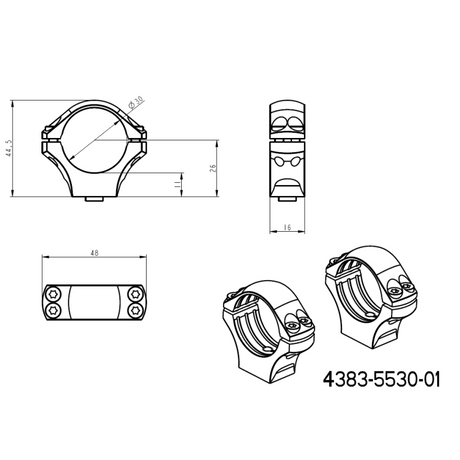 30mm inele montare luneta | bază Picatinny QD din două piese 