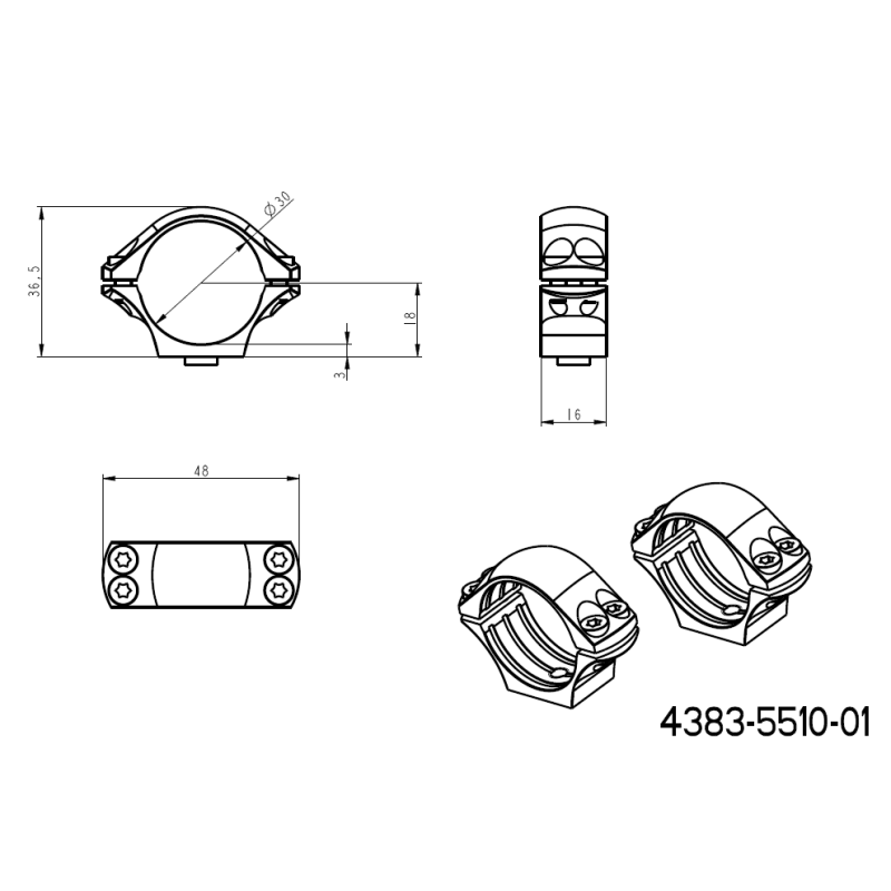 30mm inele montare luneta | bază picatinny dintr-o singură bucată cu manete 