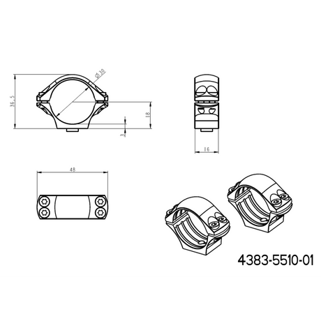 Bază Ergo QD Picatinny de 30 mm inele montare luneta | lungă 