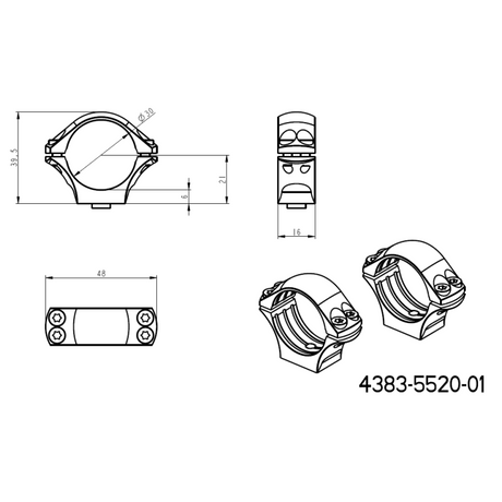 Bază Ergo QD Picatinny de 30 mm inele montare luneta | lungă 