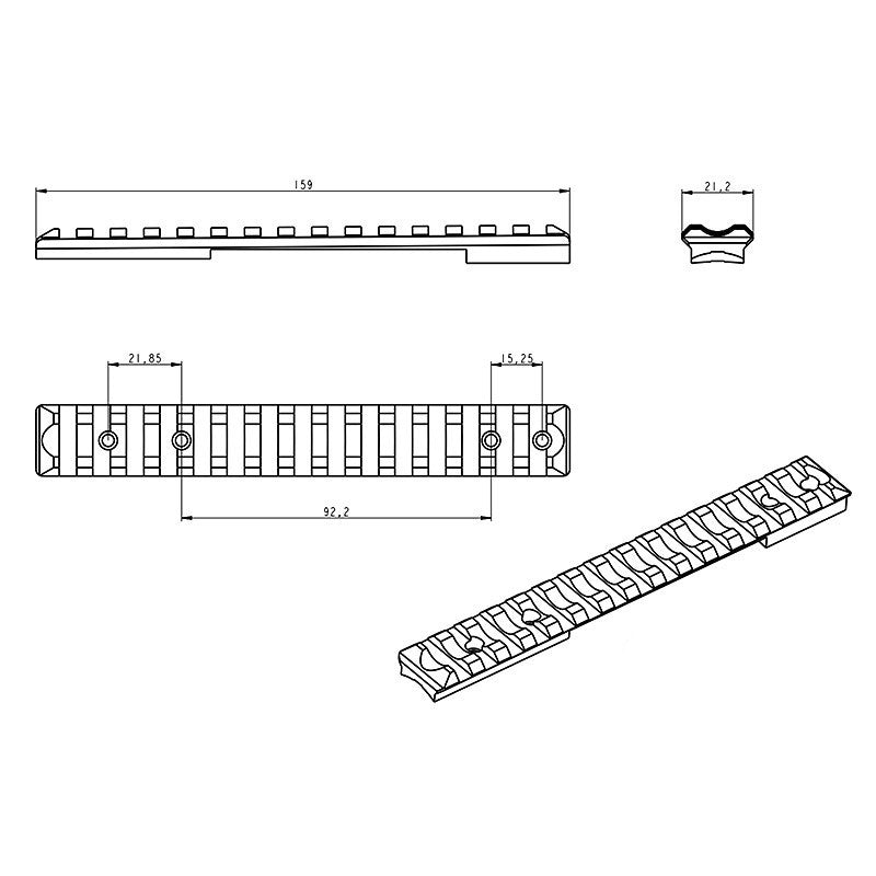 CZ 600 Șină Picatinny | Mediu 25 MOA 