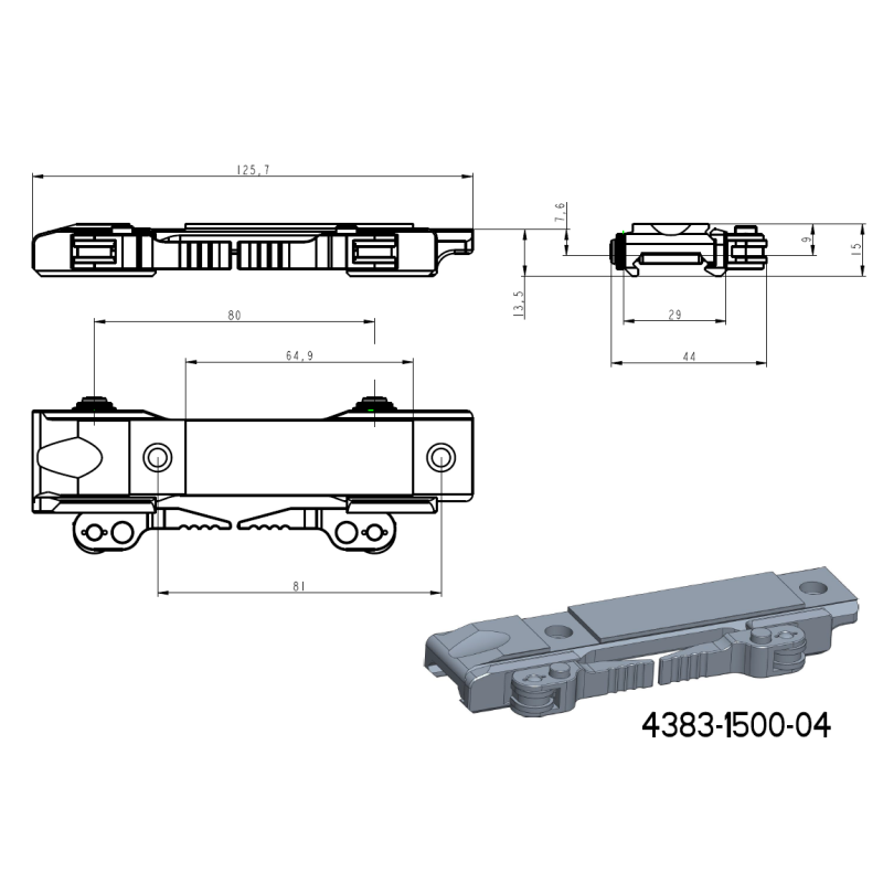 Bază pentru adaptoare JK-N | bază picatinny cu manete QD [scurt] 