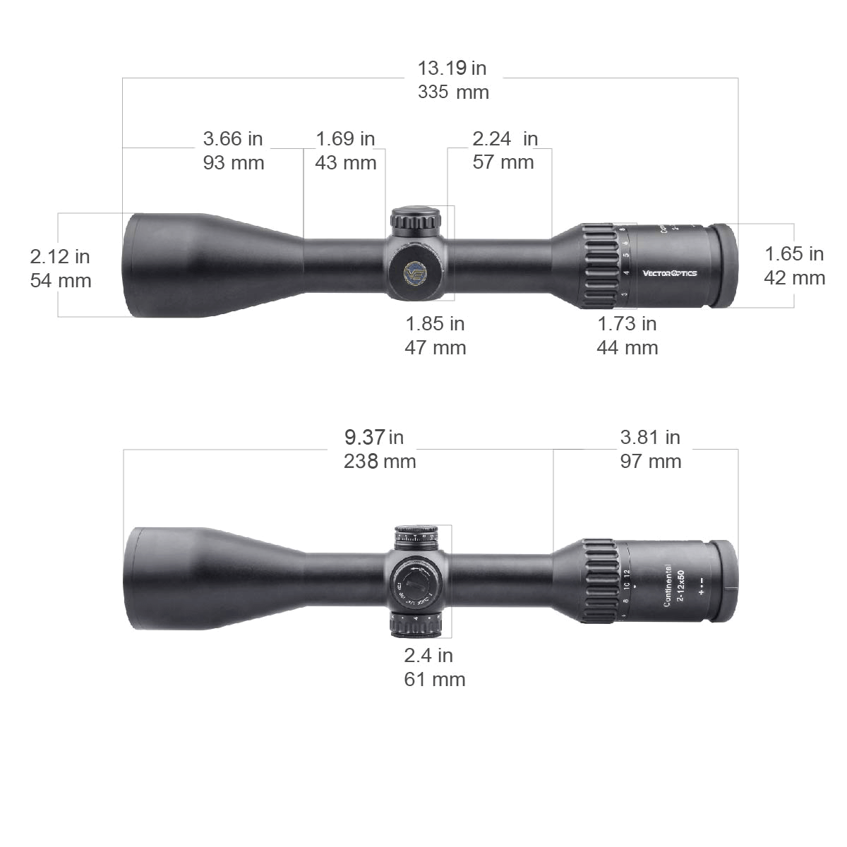 Vector Optics Continental 2-12x50 SFP lunetă 