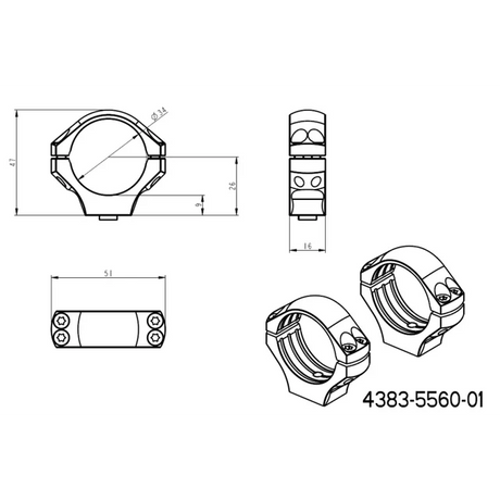 34mm inele montare luneta | bază tactică Picatinny QD lungă 