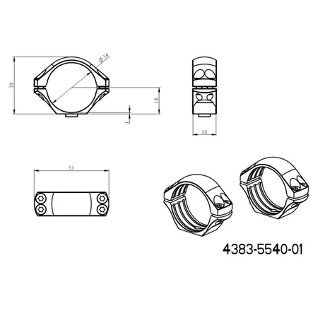 34mm inele montare luneta | bază tactică Picatinny QD lungă 