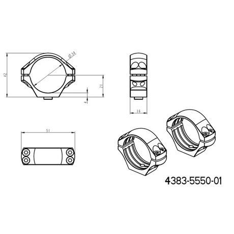 34mm inele montare luneta | bază tactică Picatinny QD lungă 