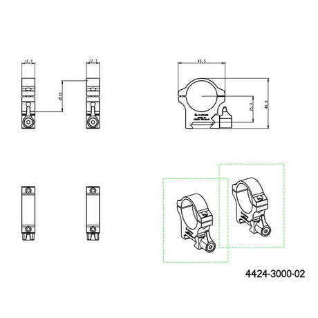 Bază Picatinny de 30 mm inele montare luneta | cu manetă 